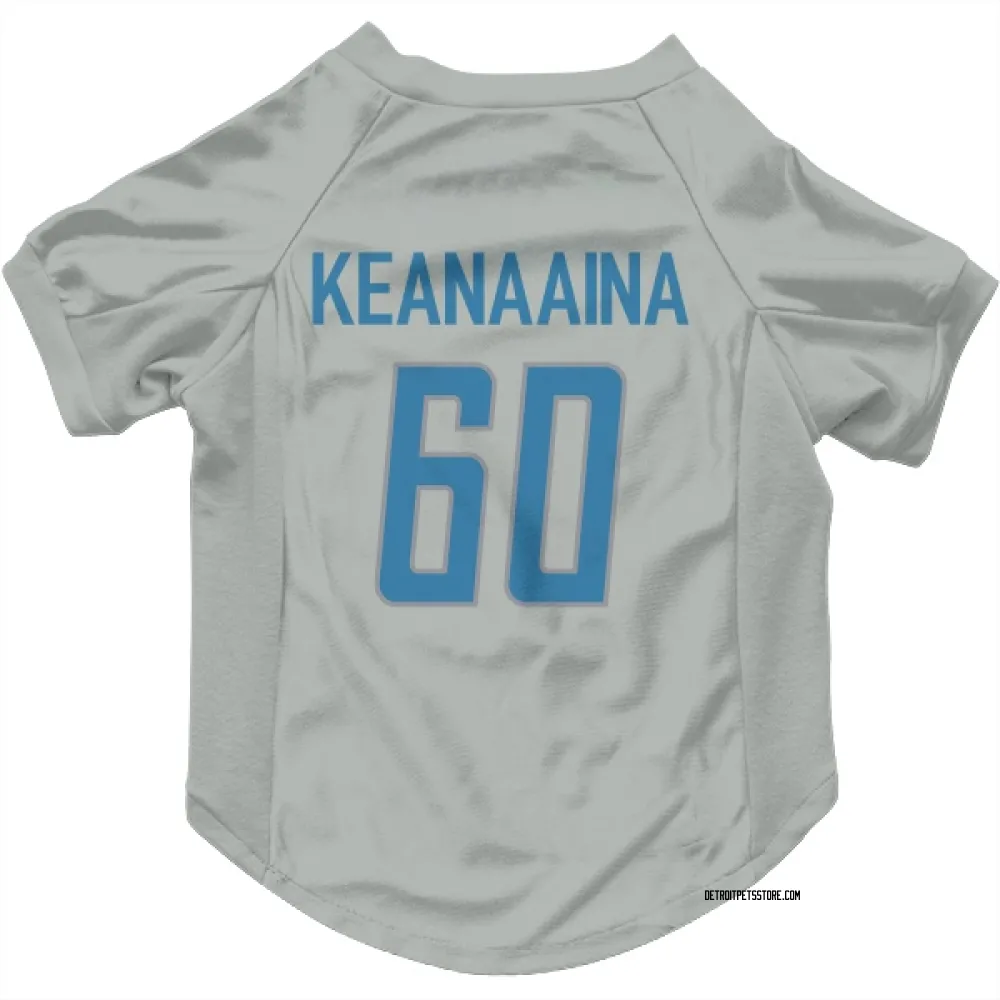 Detroit Lions Aidan Keanaaina Silver Pet Jersey for Dog & Cat