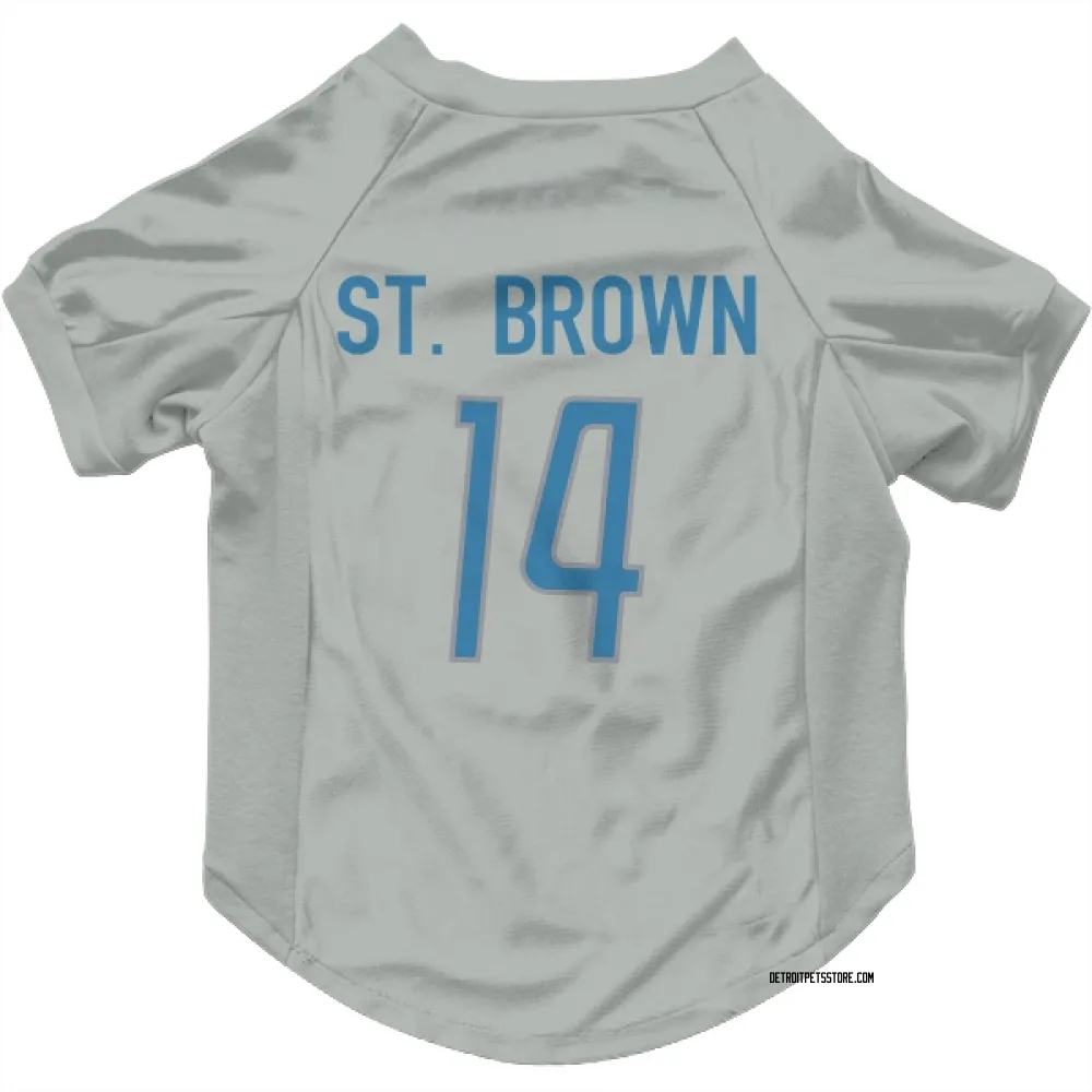 Detroit Lions Amon-Ra St. Brown Silver Pet Jersey for Dog & Cat