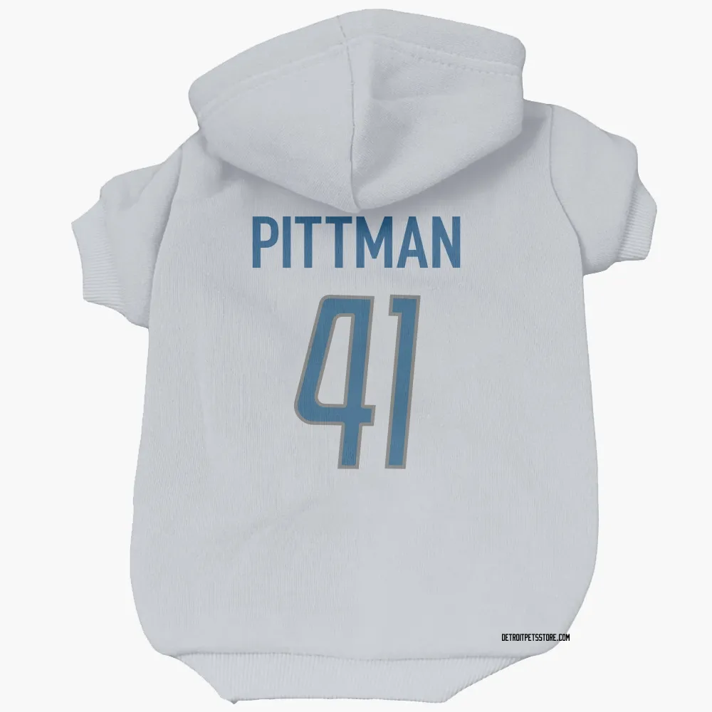 Detroit Lions Anthony Pittman White Pet Hoodie for Dog & Cat