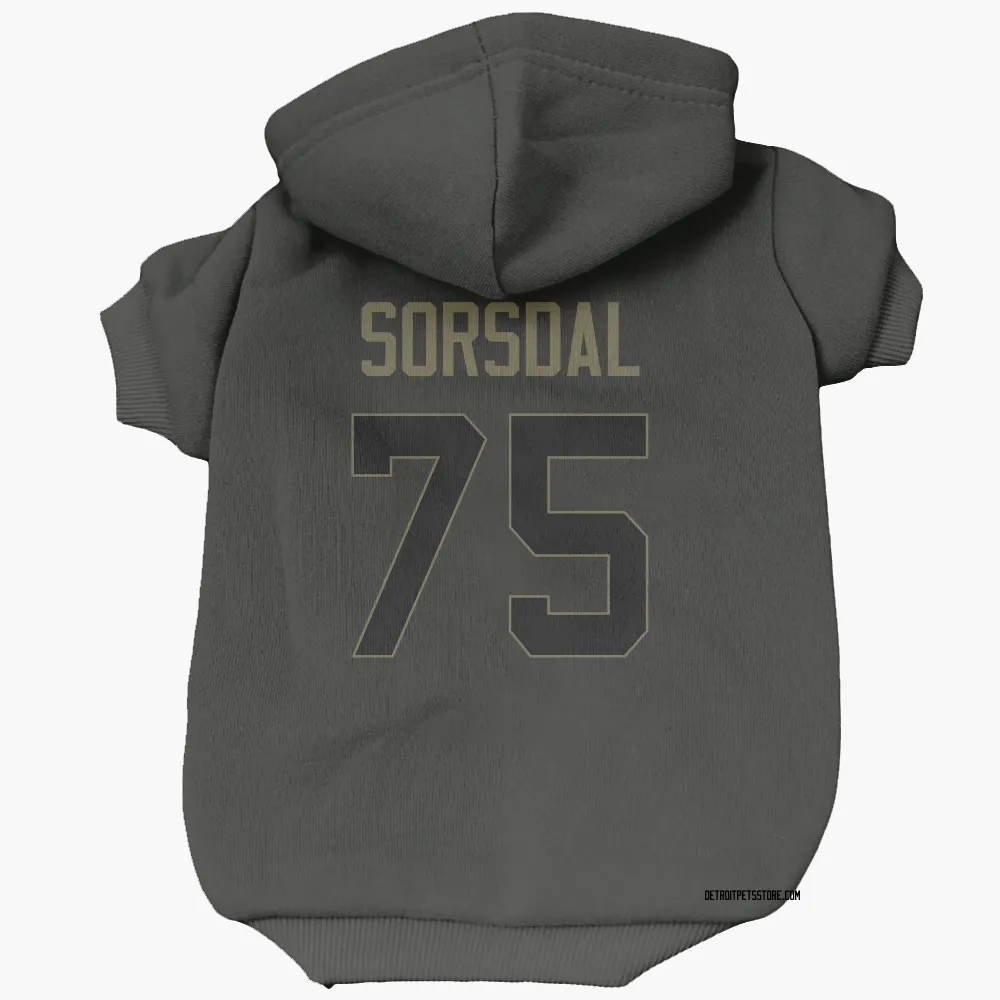 Detroit Lions Colby Sorsdal Black Service Pet Hoodie for Dog & Cat