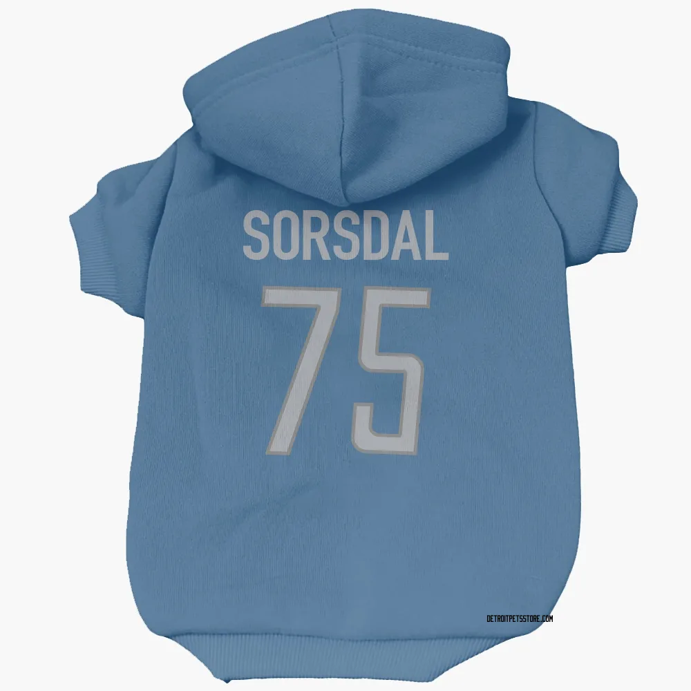 Detroit Lions Colby Sorsdal Blue Pet Hoodie for Dog & Cat