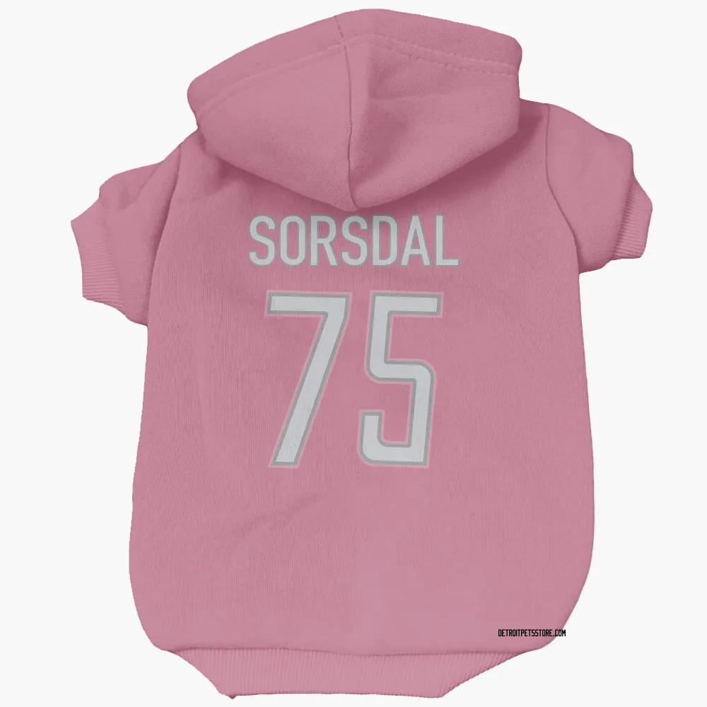 Detroit Lions Colby Sorsdal Pink Pet Hoodie for Dog & Cat
