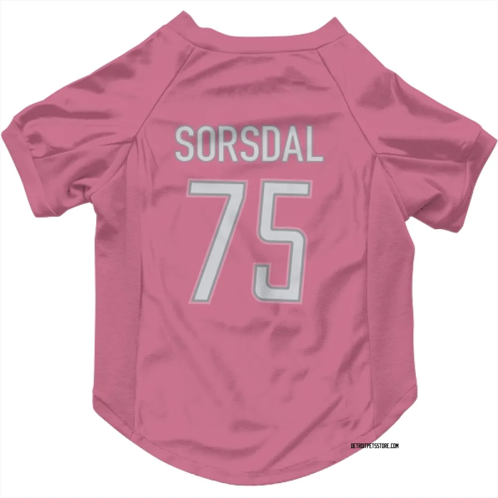 Detroit Lions Colby Sorsdal Pink Pet Jersey for Dog & Cat