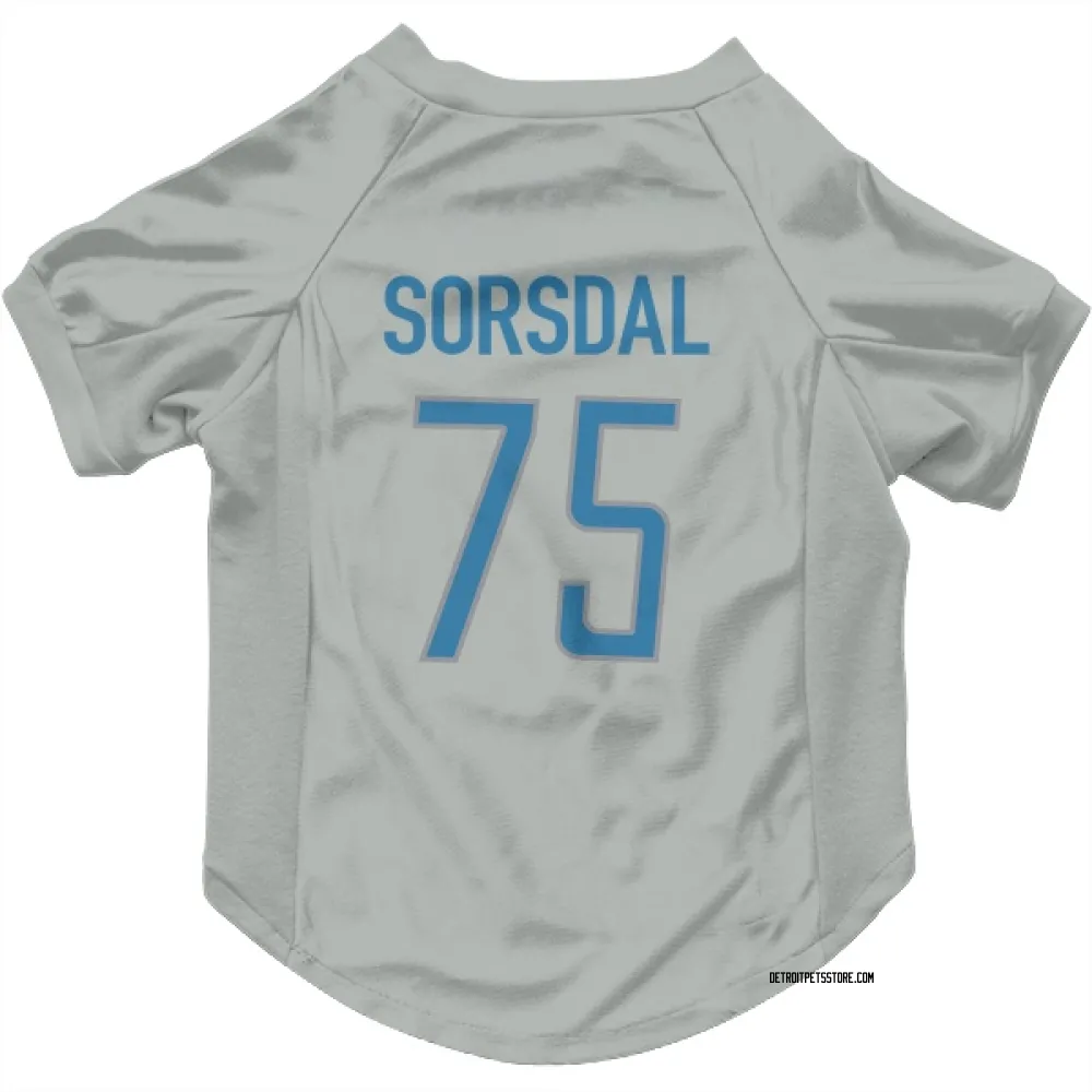 Detroit Lions Colby Sorsdal Silver Pet Jersey for Dog & Cat
