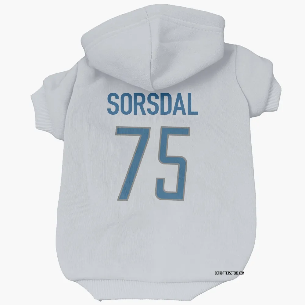 Detroit Lions Colby Sorsdal White Pet Hoodie for Dog & Cat
