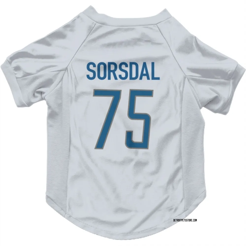 Detroit Lions Colby Sorsdal White Pet Jersey for Dog & Cat