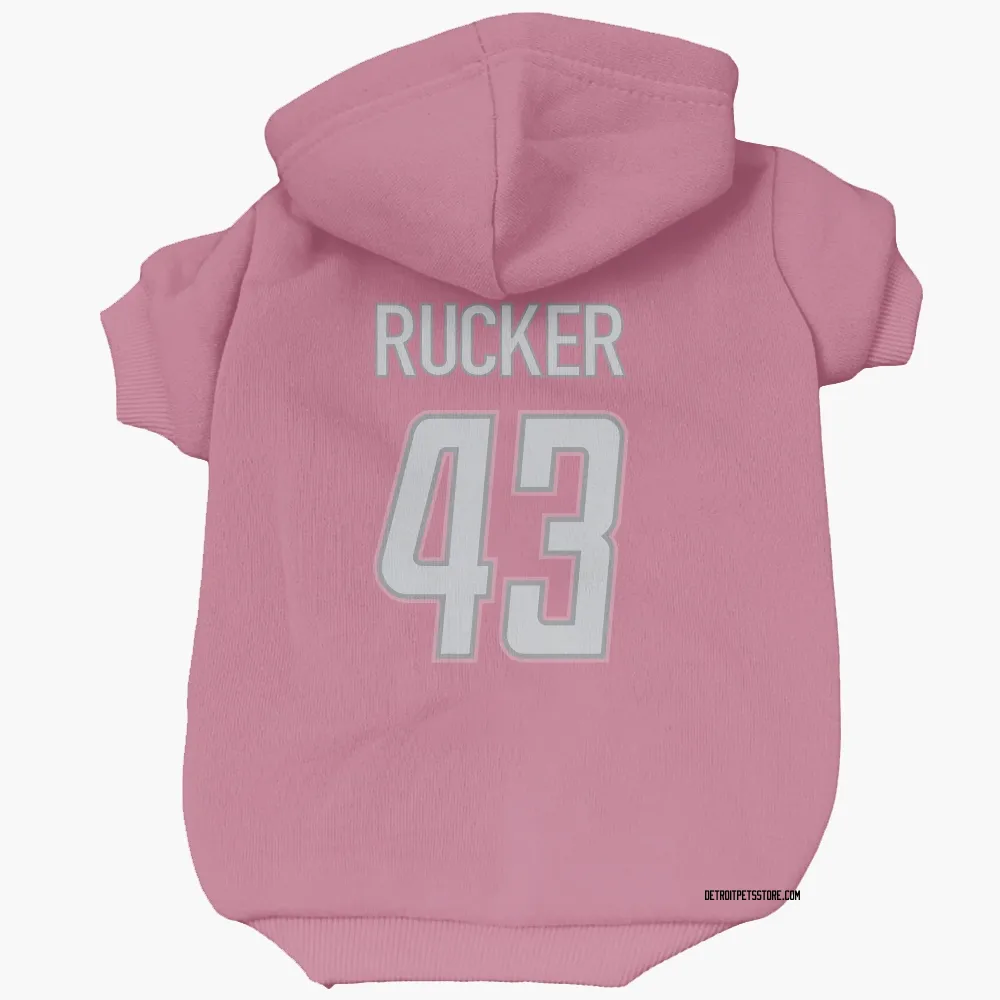 Detroit Lions De'Shawn Rucker Pink Pet Hoodie for Dog & Cat