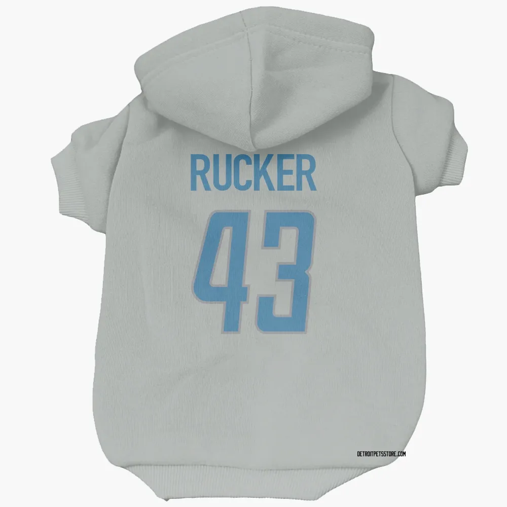 Detroit Lions De'Shawn Rucker Silver Pet Hoodie for Dog & Cat