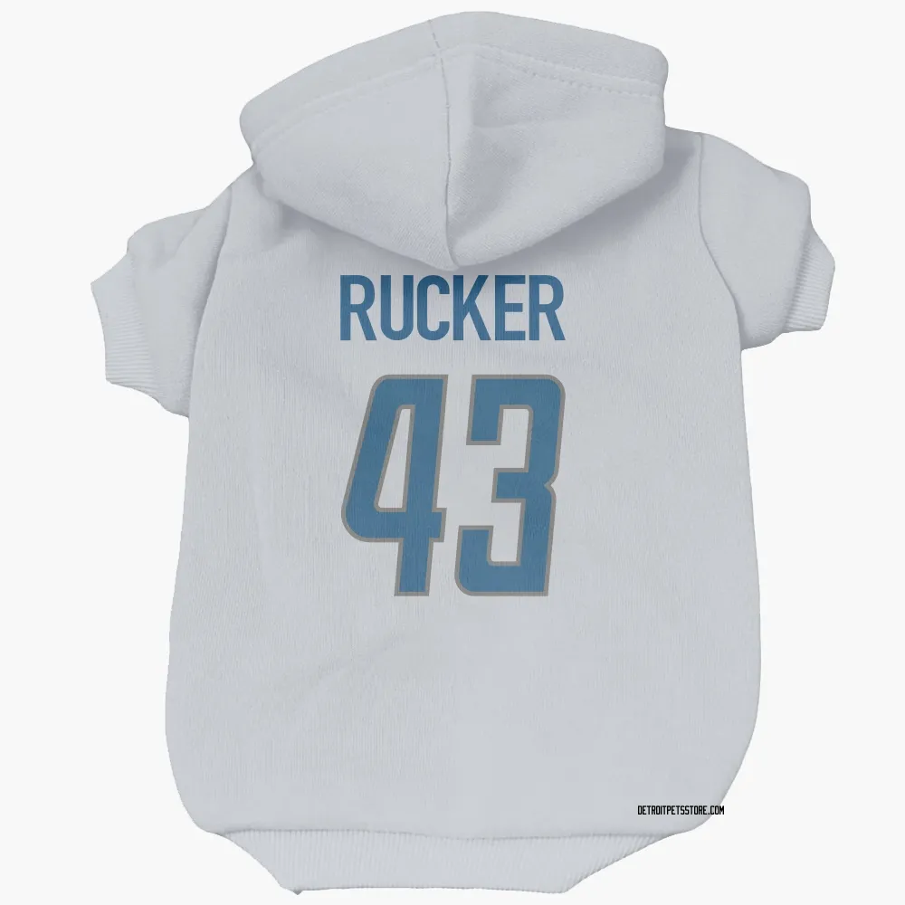 Detroit Lions De'Shawn Rucker White Pet Hoodie for Dog & Cat