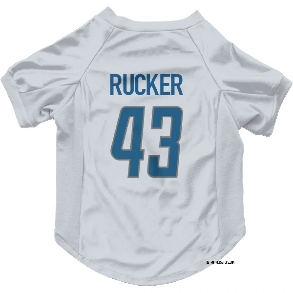 Detroit Lions De'Shawn Rucker White Pet Jersey for Dog & Cat