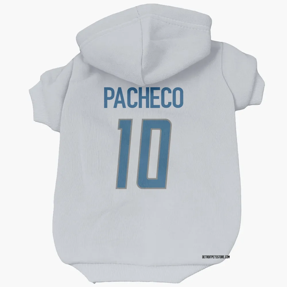 Detroit Lions Isiah Pacheco White Pet Hoodie for Dog & Cat