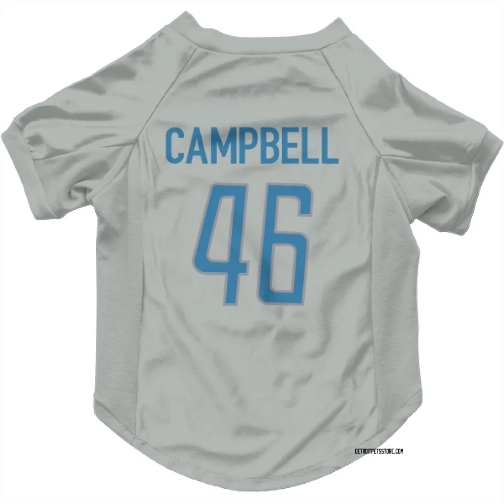 Detroit Lions Jack Campbell Silver Pet Jersey for Dog & Cat