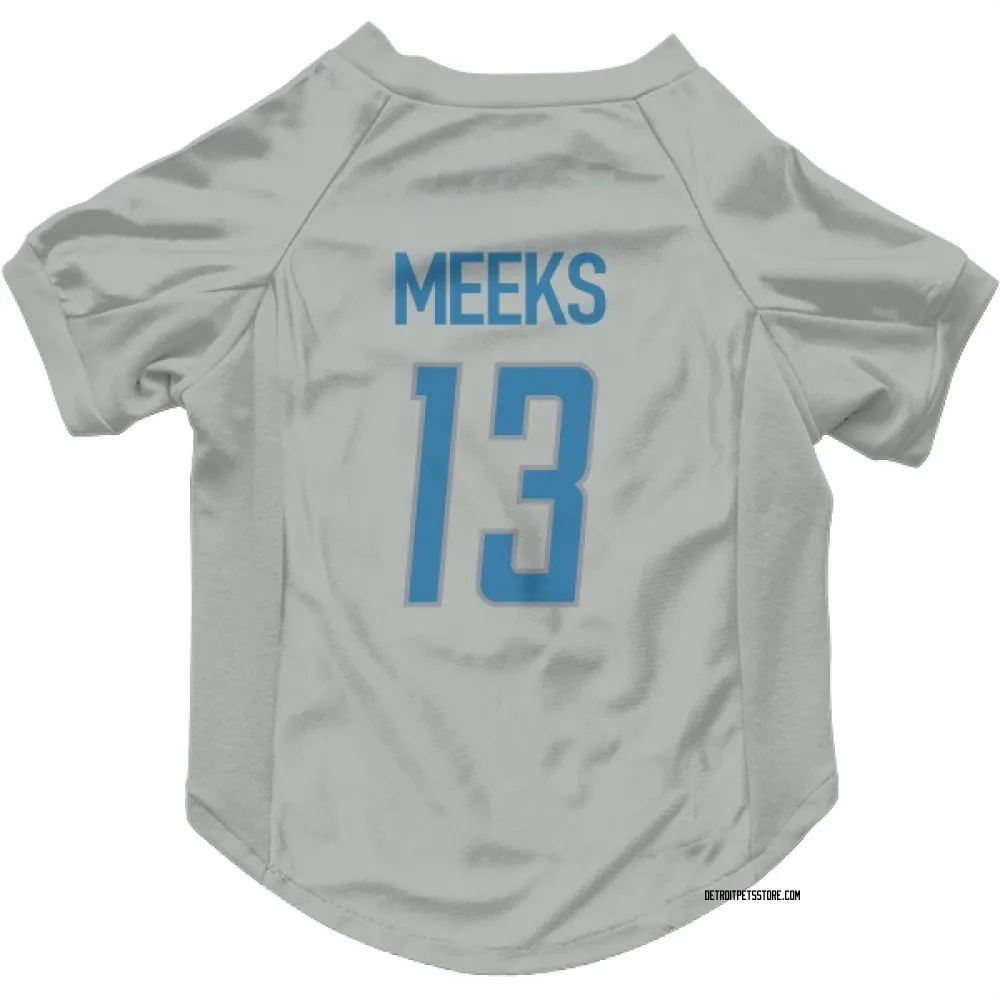 Detroit Lions Jackson Meeks Silver Pet Jersey for Dog & Cat