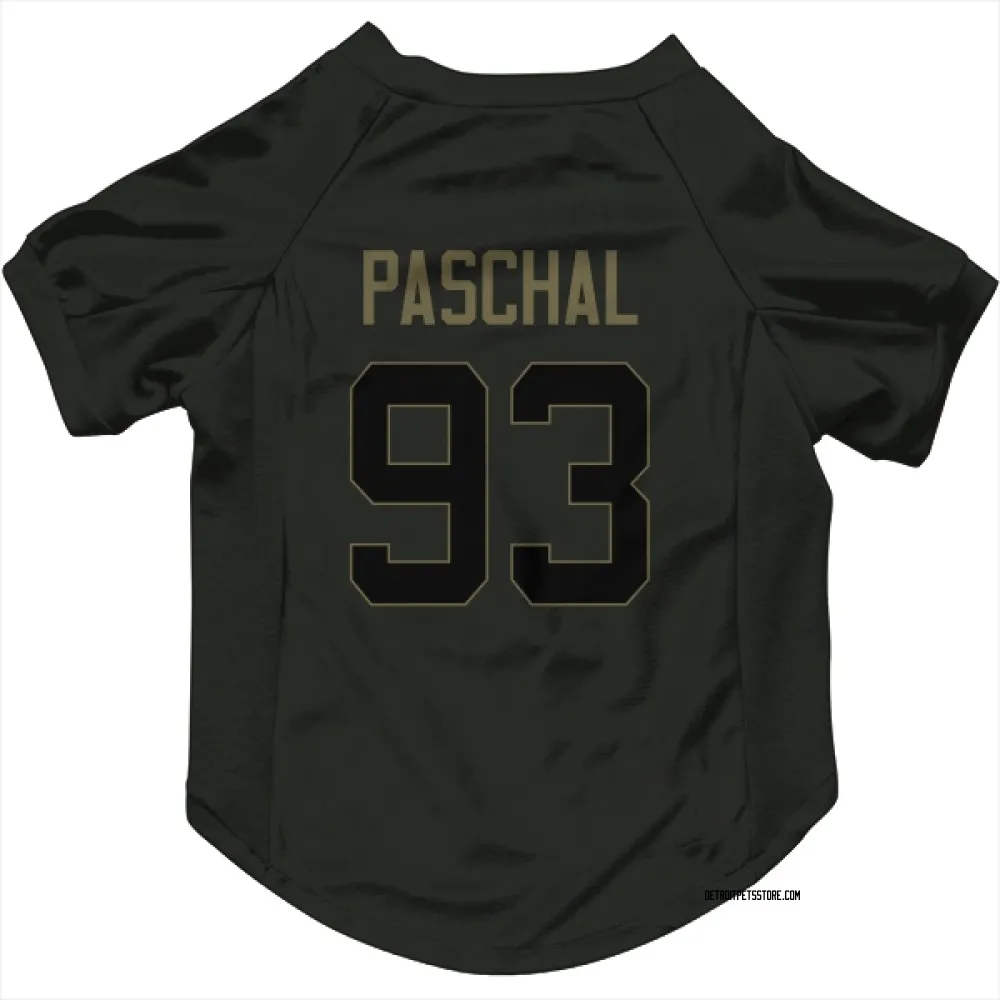 Detroit Lions Josh Paschal Black Service Pet Jersey for Dog & Cat