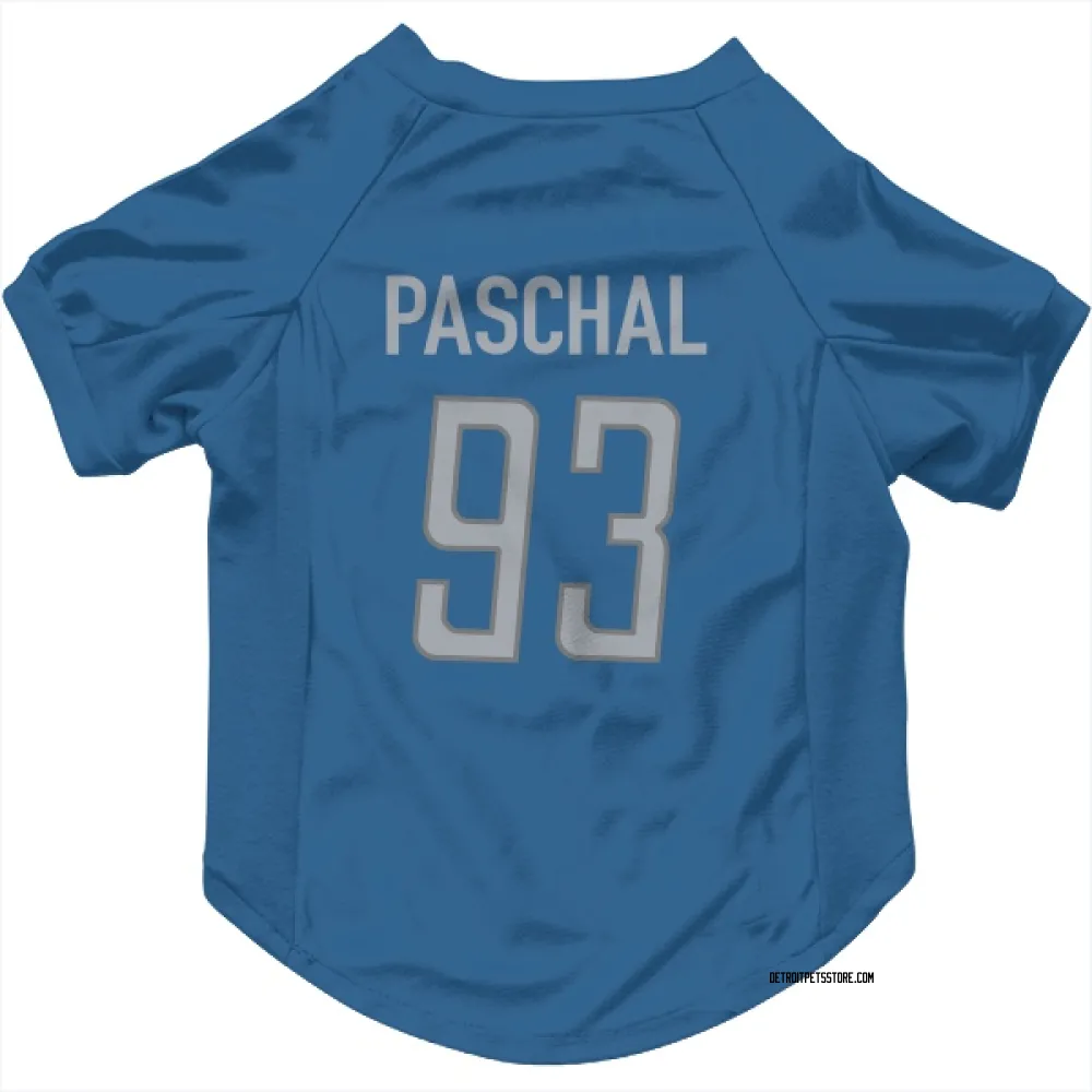 Detroit Lions Josh Paschal Blue Pet Jersey for Dog & Cat