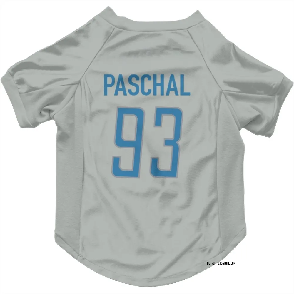 Detroit Lions Josh Paschal Silver Pet Jersey for Dog & Cat