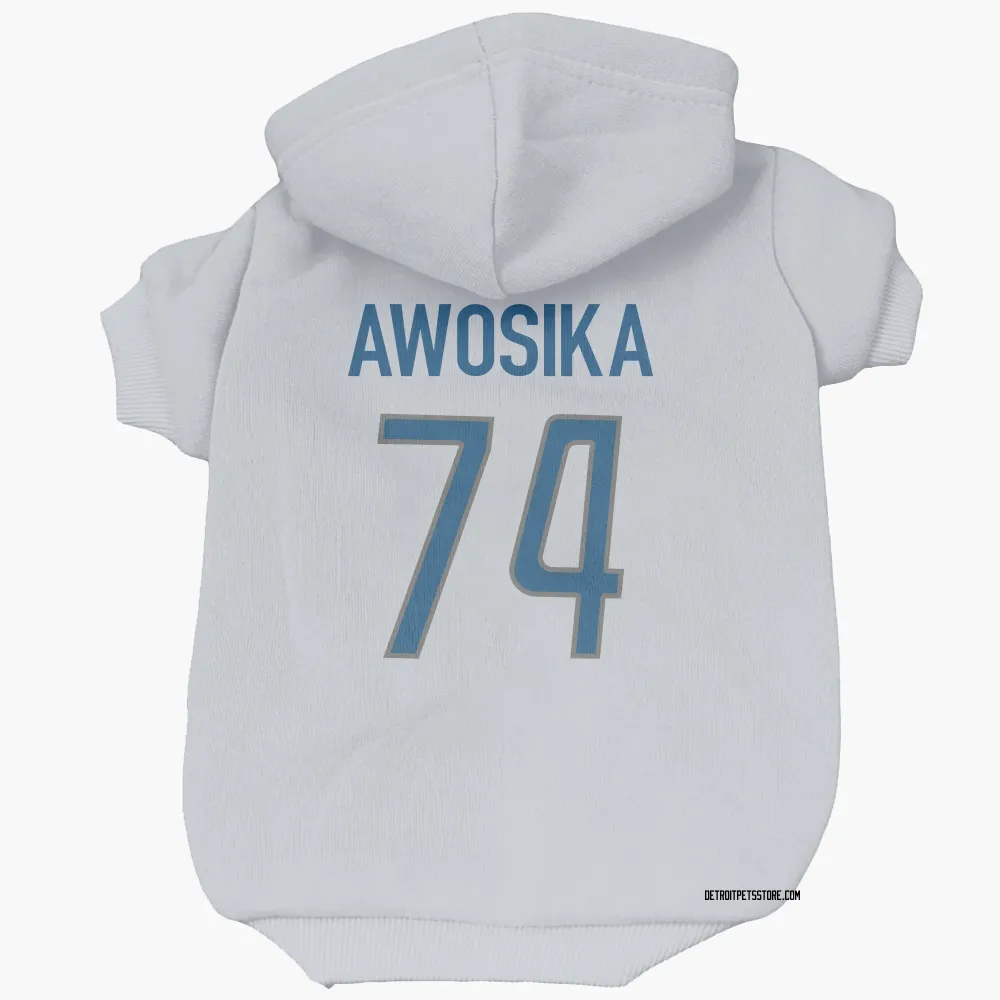 Detroit Lions Kayode Awosika White Pet Hoodie for Dog & Cat