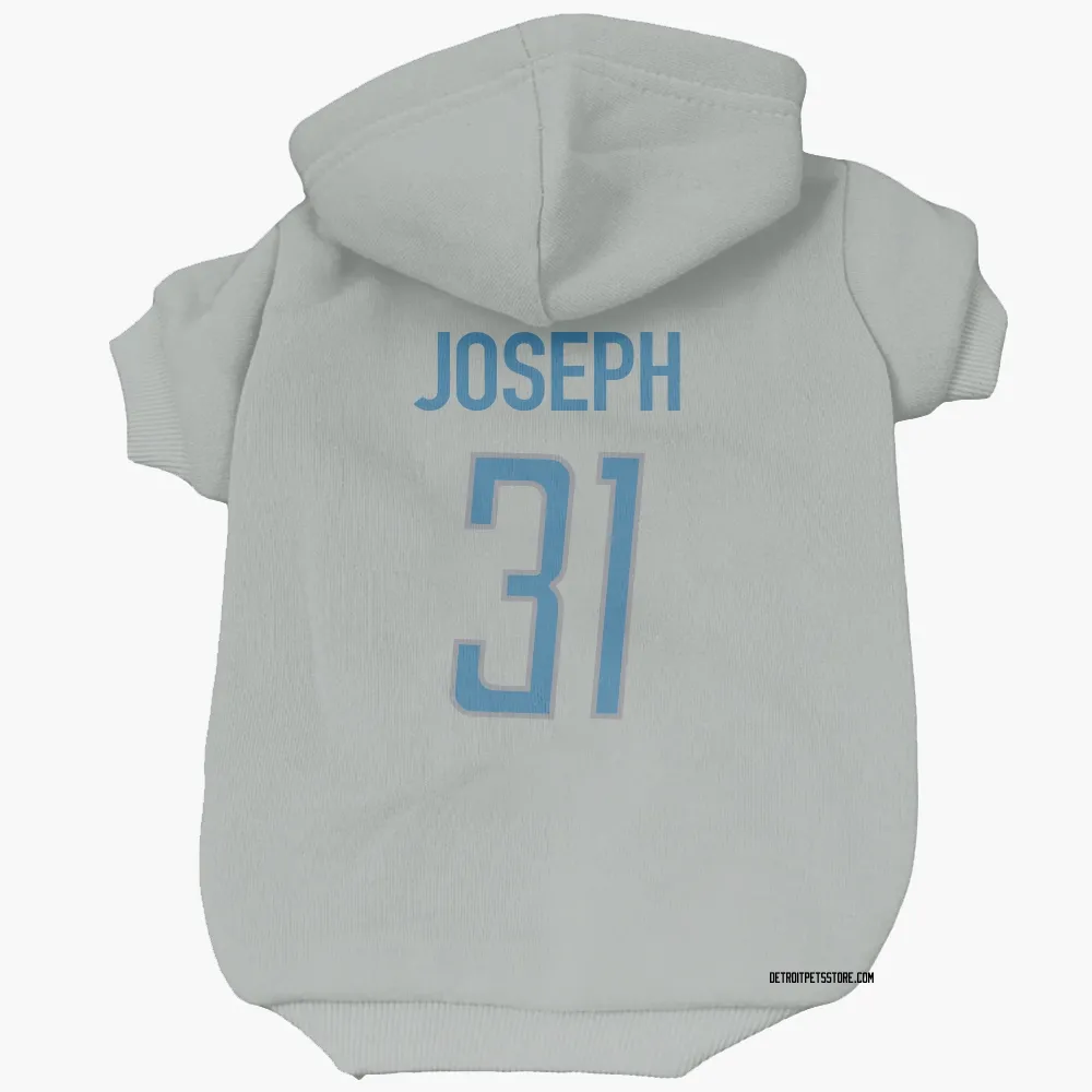 Detroit Lions Kerby Joseph Silver Pet Hoodie for Dog & Cat