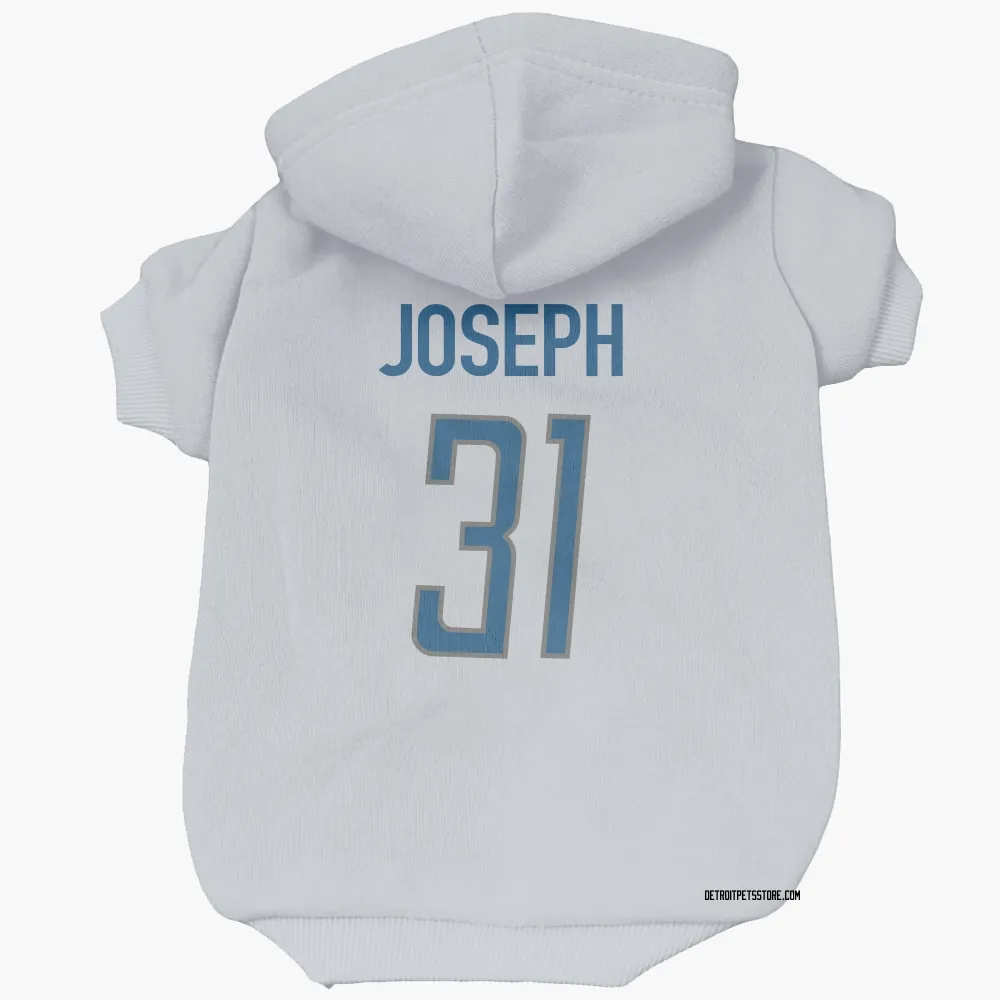 Detroit Lions Kerby Joseph White Pet Hoodie for Dog & Cat