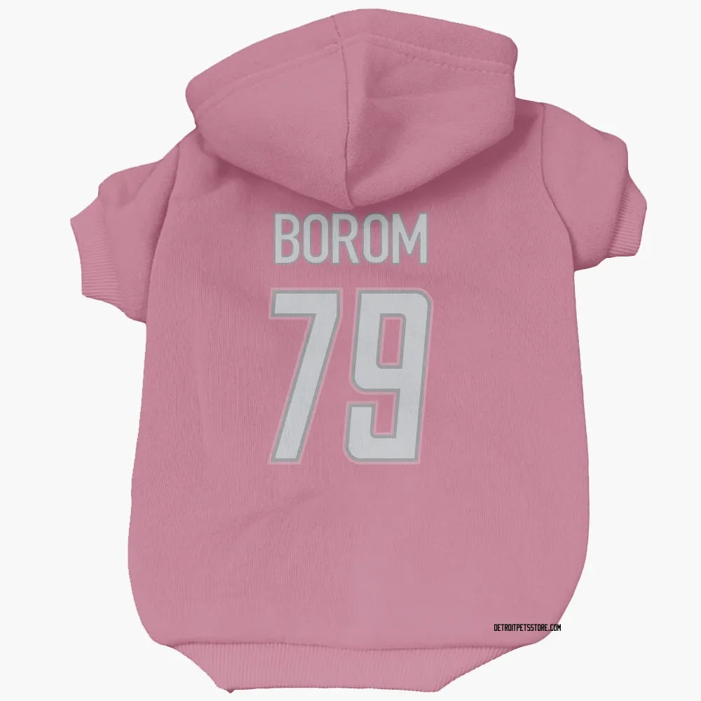 Detroit Lions Larry Borom Pink Pet Hoodie for Dog & Cat