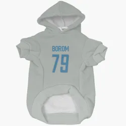 Detroit Lions Larry Borom Silver Pet Hoodie for Dog & Cat