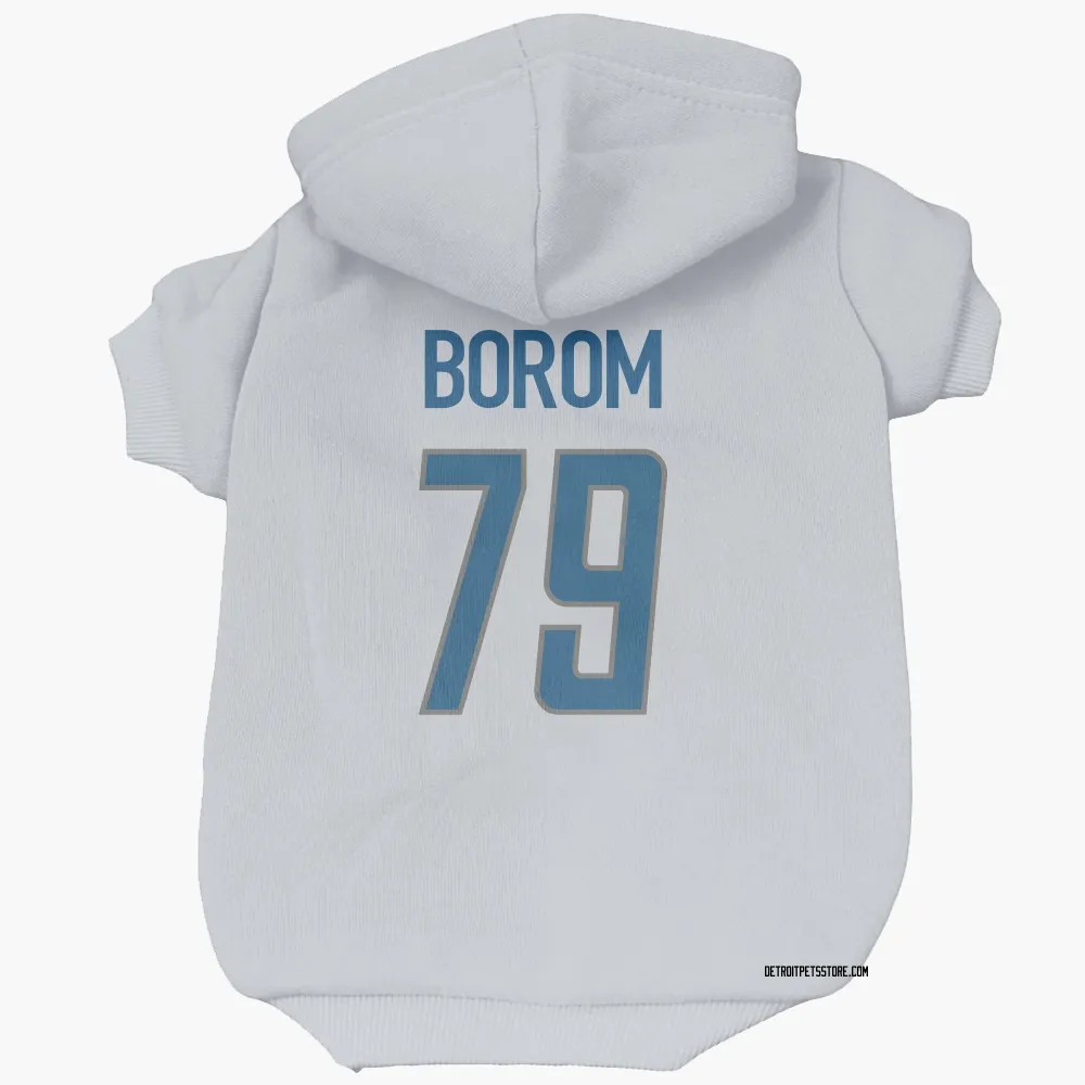 Detroit Lions Larry Borom White Pet Hoodie for Dog & Cat