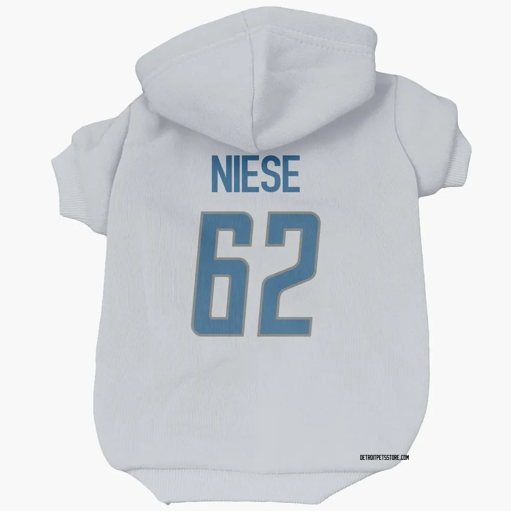 Detroit Lions Michael Niese White Pet Hoodie for Dog & Cat