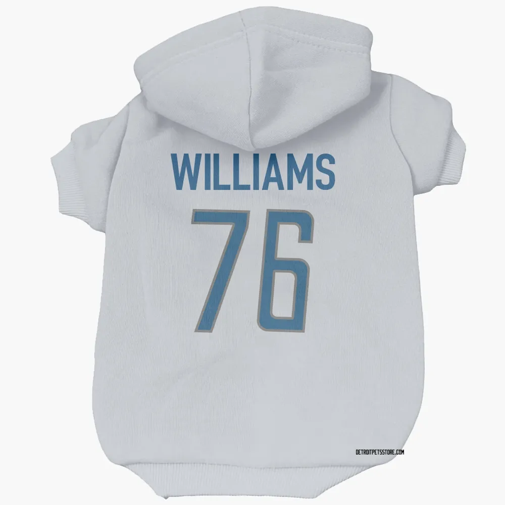 Detroit Lions Raequan Williams White Pet Hoodie for Dog & Cat