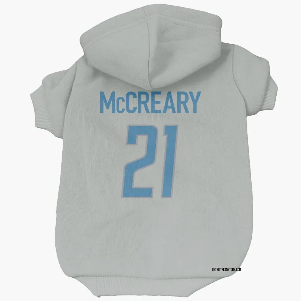 Detroit Lions Roger McCreary Silver Pet Hoodie for Dog & Cat