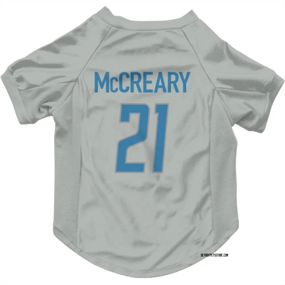 Detroit Lions Roger McCreary Silver Pet Jersey for Dog & Cat