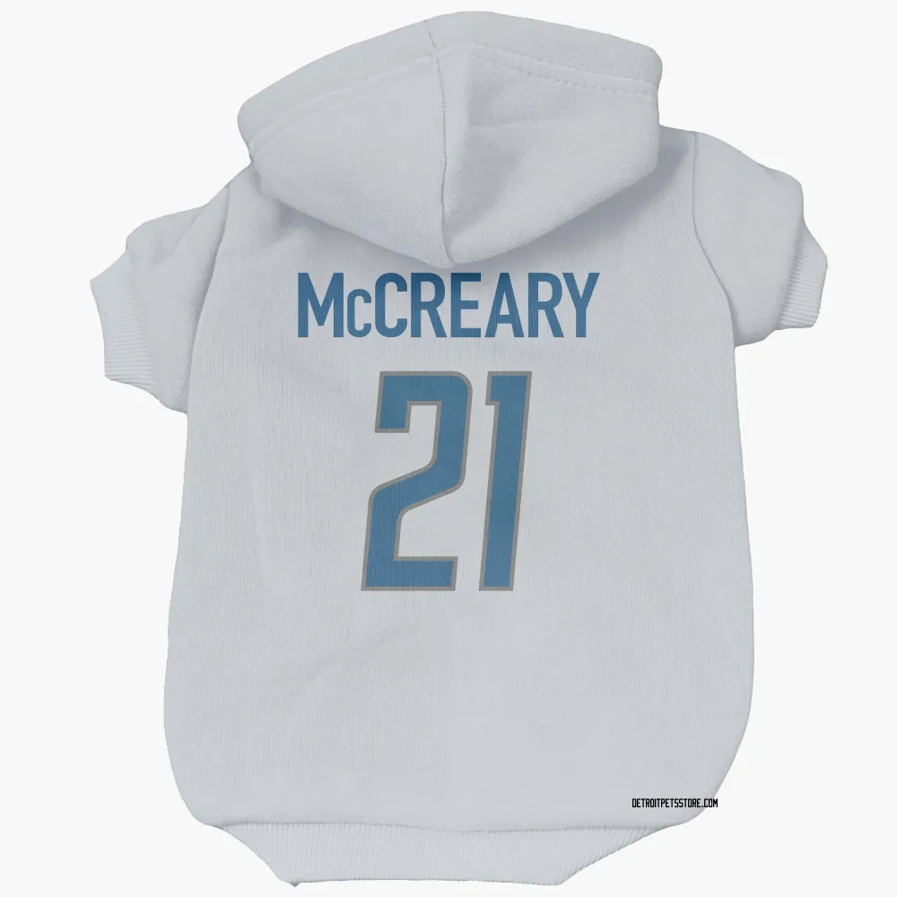 Detroit Lions Roger McCreary White Pet Hoodie for Dog & Cat