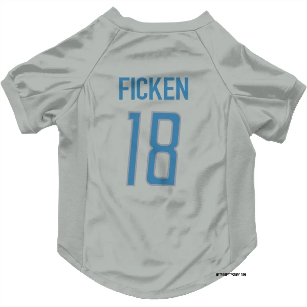 Detroit Lions Sam Ficken Silver Pet Jersey for Dog & Cat