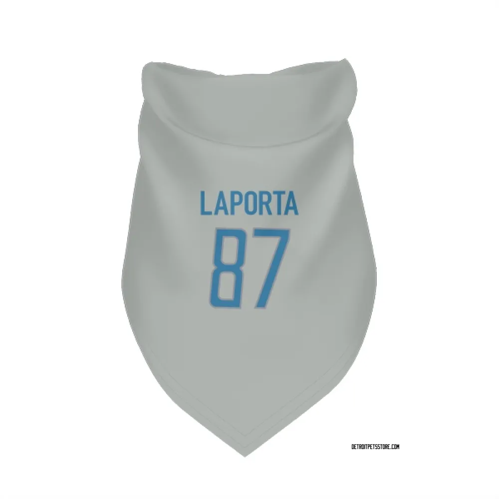 Detroit Lions Sam LaPorta Silver Pet Bandana for Dog & Cat