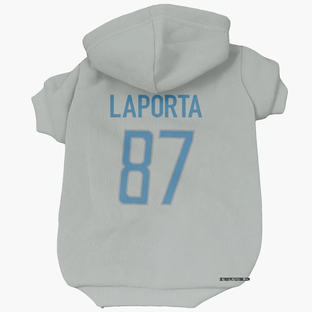 Detroit Lions Sam LaPorta Silver Pet Hoodie for Dog & Cat