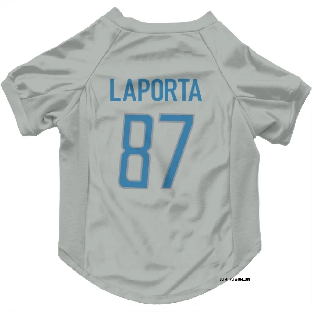 Detroit Lions Sam LaPorta Silver Pet Jersey for Dog & Cat