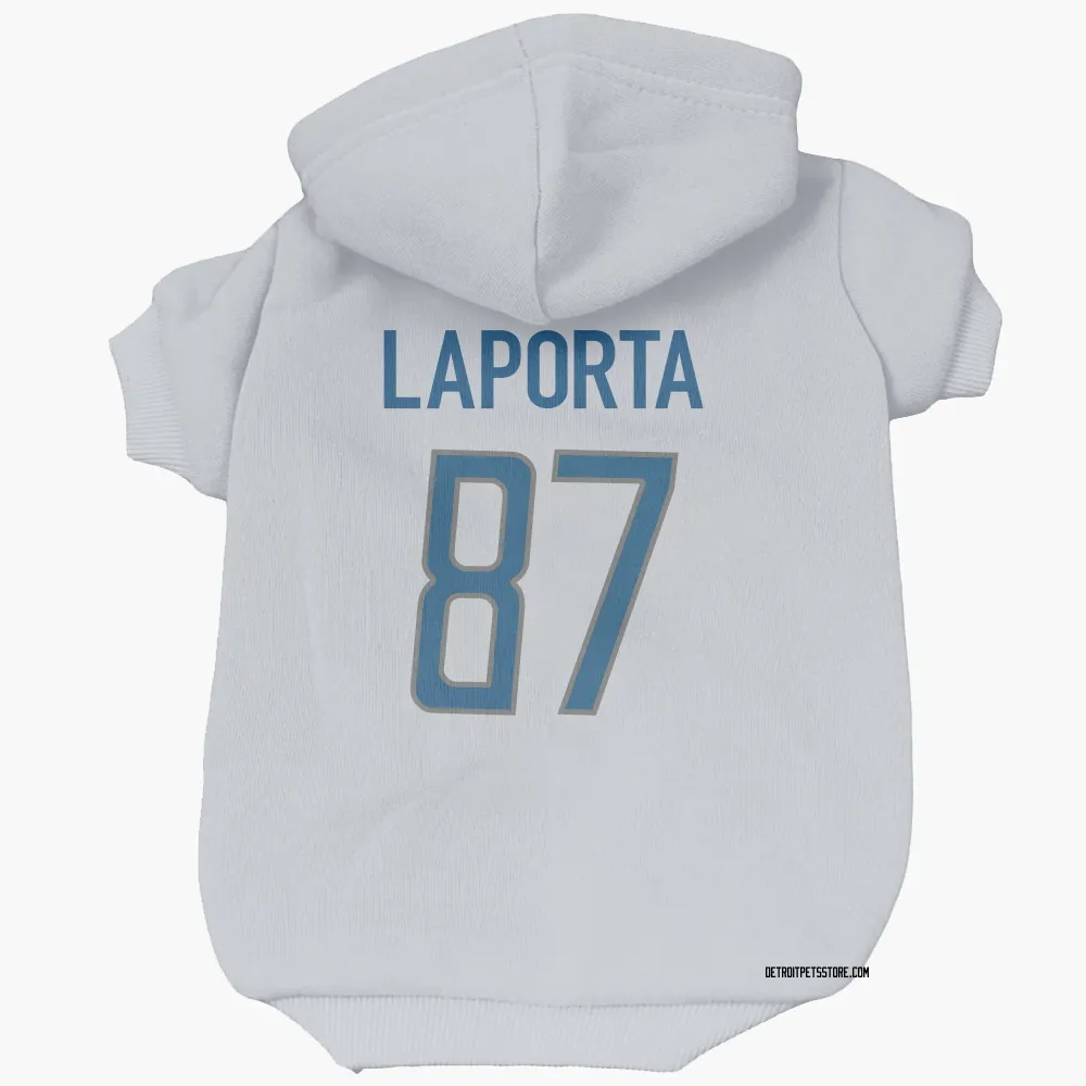 Detroit Lions Sam LaPorta White Pet Hoodie for Dog & Cat