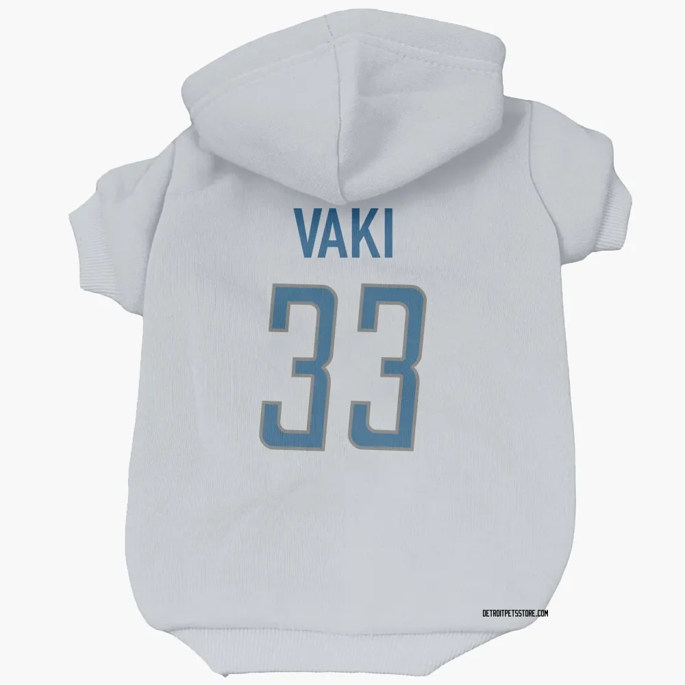 Detroit Lions Sione Vaki White Pet Hoodie for Dog & Cat
