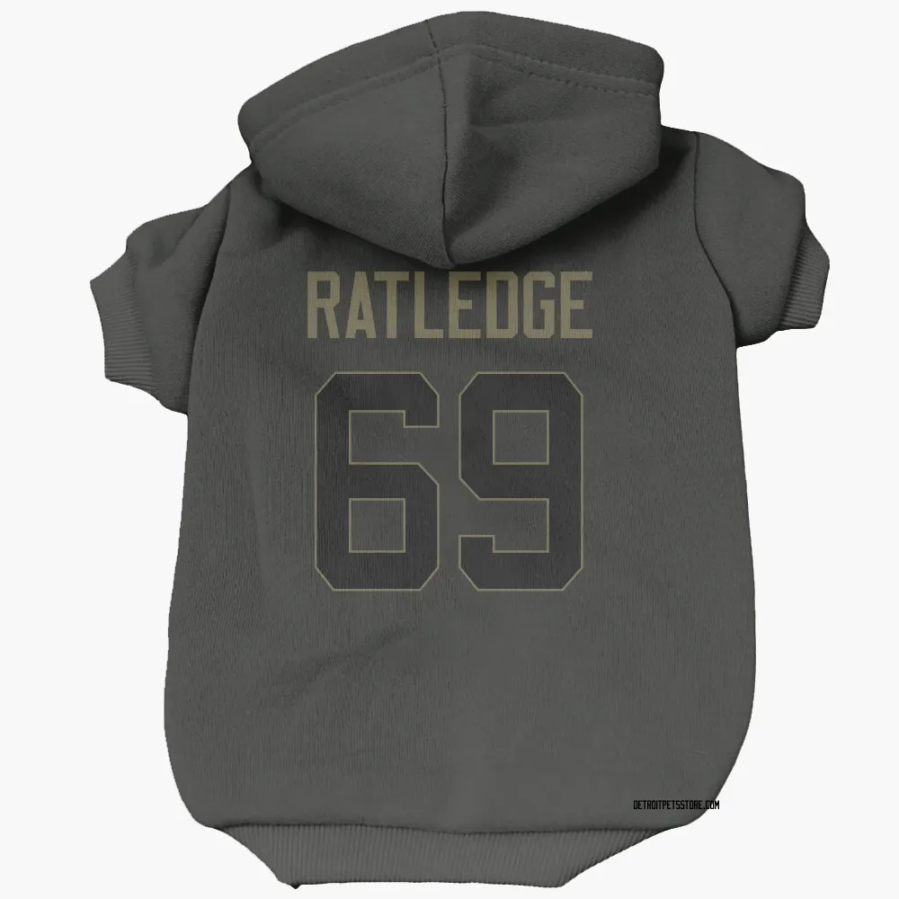 Detroit Lions Tate Ratledge Black Service Pet Hoodie for Dog & Cat