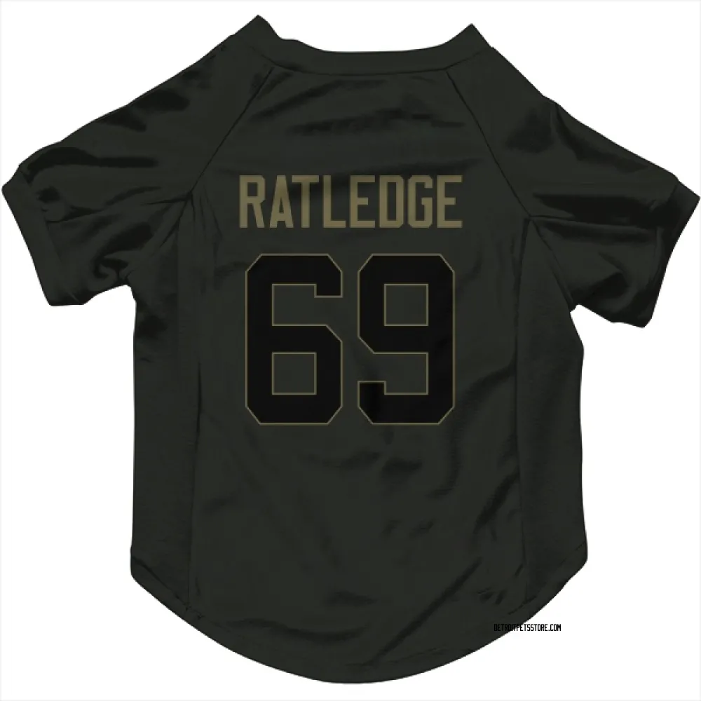 Detroit Lions Tate Ratledge Black Service Pet Jersey for Dog & Cat