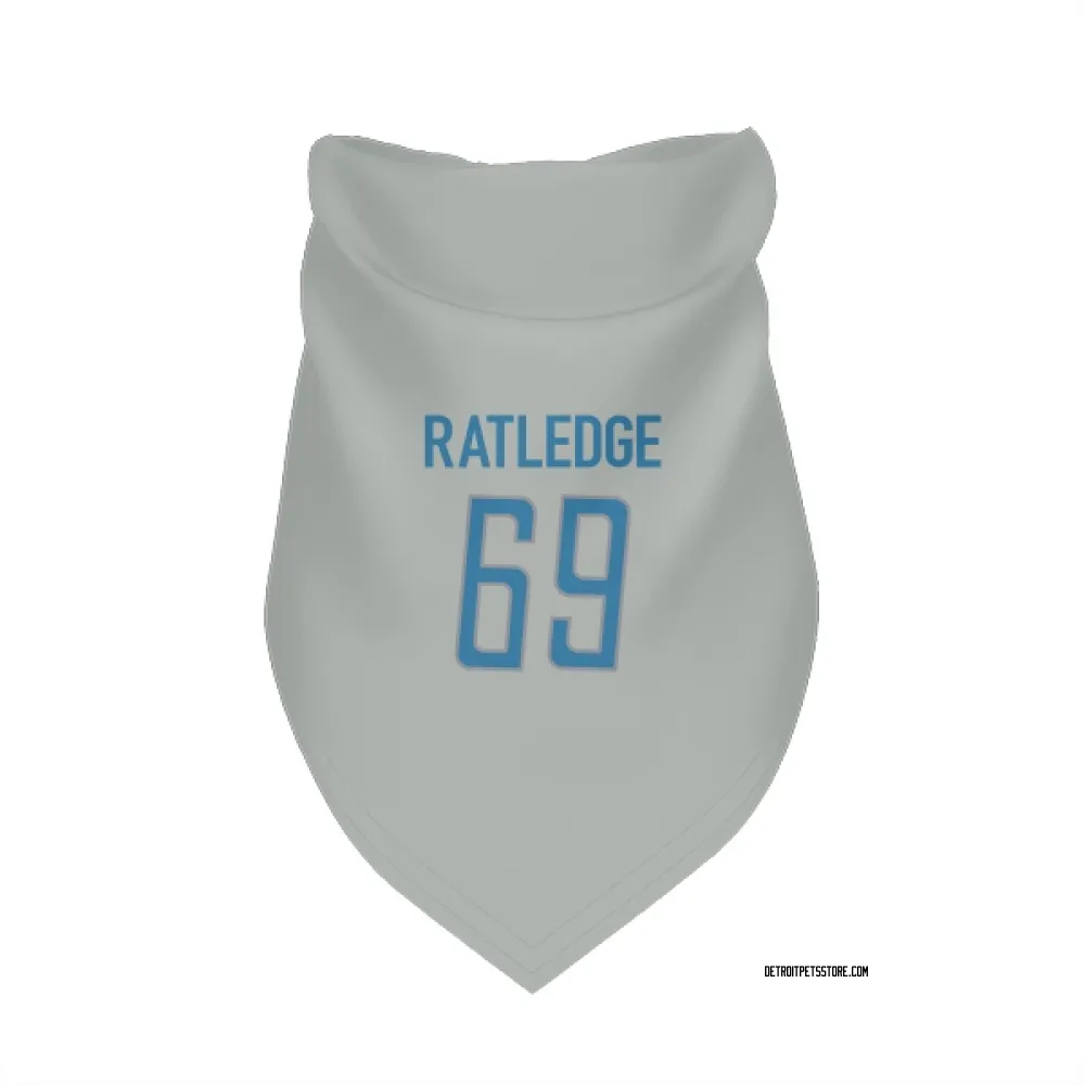 Detroit Lions Tate Ratledge Silver Pet Bandana for Dog & Cat