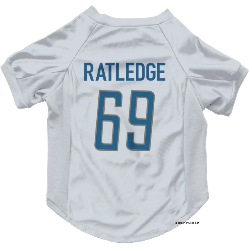 Detroit Lions Tate Ratledge White Pet Jersey for Dog & Cat