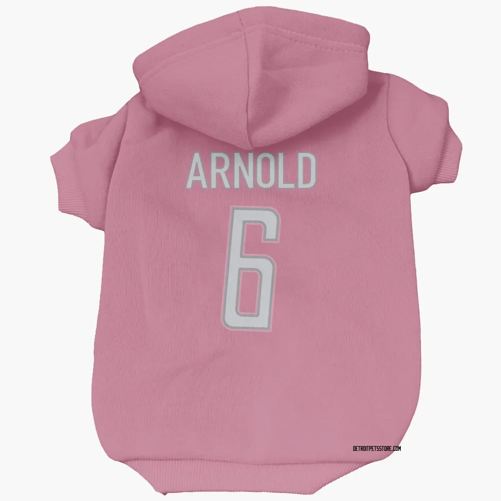 Detroit Lions Terrion Arnold Pink Pet Hoodie for Dog & Cat