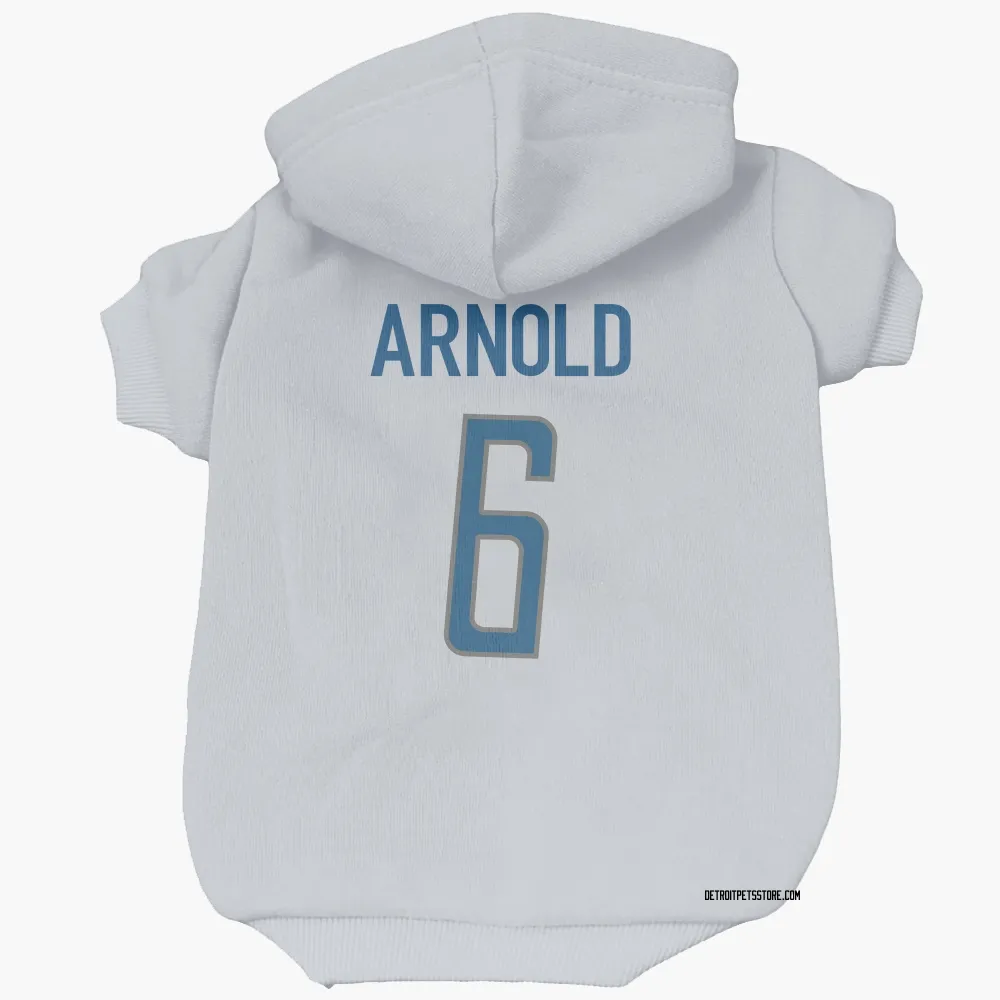 Detroit Lions Terrion Arnold White Pet Hoodie for Dog & Cat