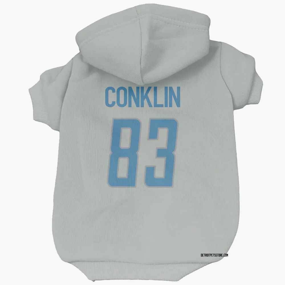 Detroit Lions Tyler Conklin Silver Pet Hoodie for Dog & Cat