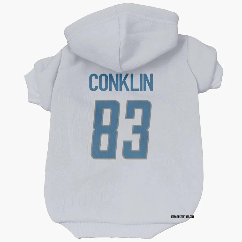 Detroit Lions Tyler Conklin White Pet Hoodie for Dog & Cat